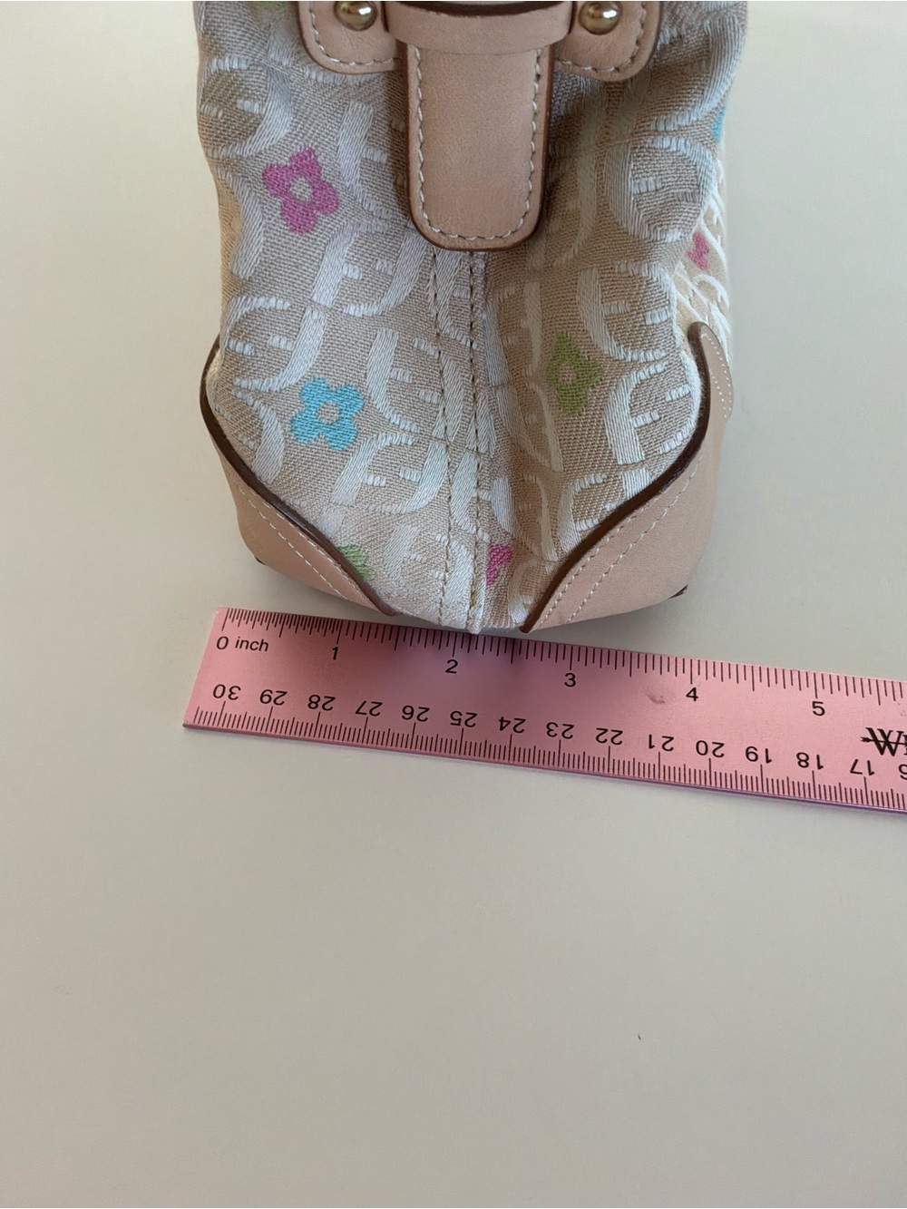 Fossil Beige Signature Canvas Shoulder Bag with Multicolor Accents - Picture 7 of 9
